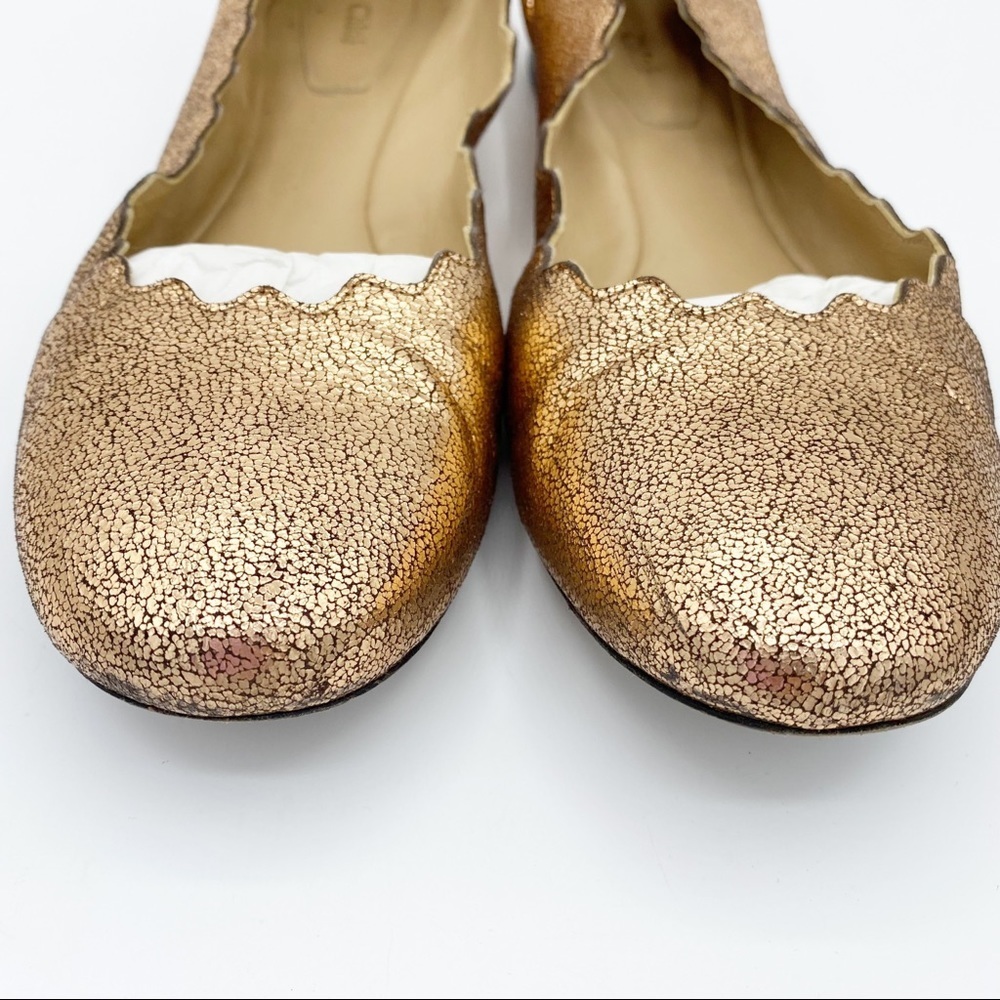 CHLOE Pink Gold Ballerina Flat 39 - Picture 2 of 7